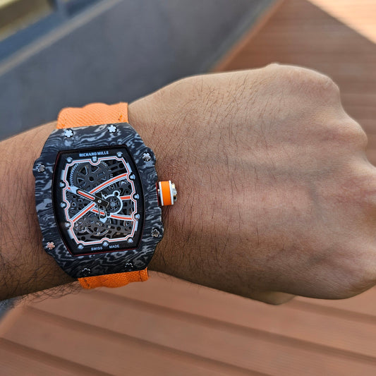 Richard Mille RM 67-02 Black White Dial Orange Strap