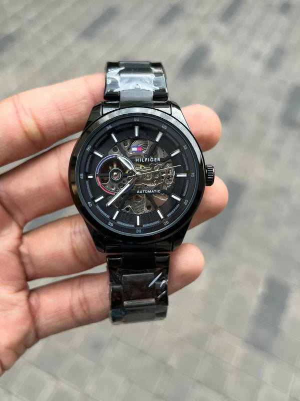 Tommy Hilfiger Black Metal Automatic Watch