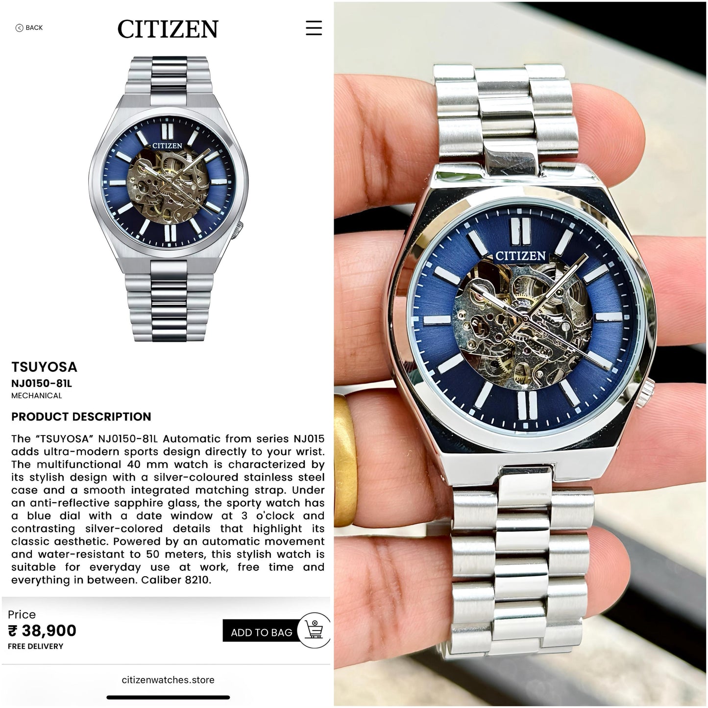 Citizen Tsuyosa NJ0150-81L Automatic