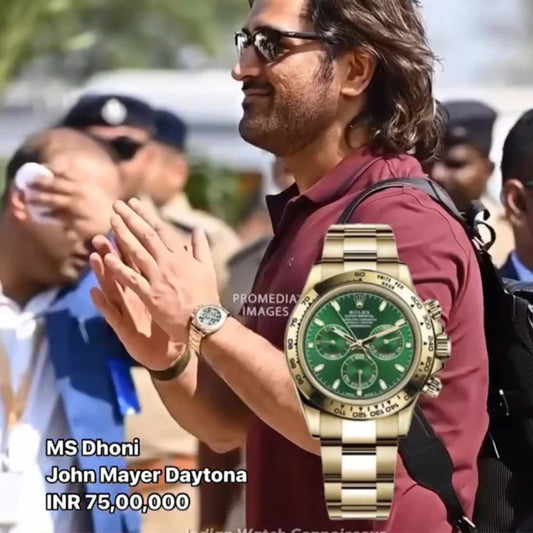 Rolex Daytona Gold Green MS Dhoni Metal Watch