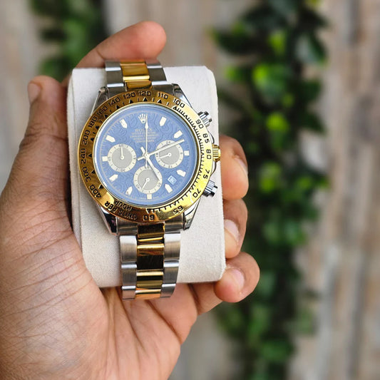 Rolex Daytona Gold Silver Dual Tone Engraved Watch
