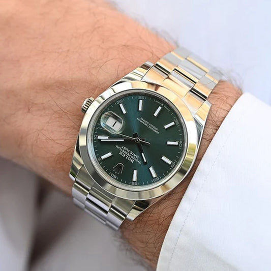 Rolex Green Dial Silver Metal Belt Watch Rajkumar Rao