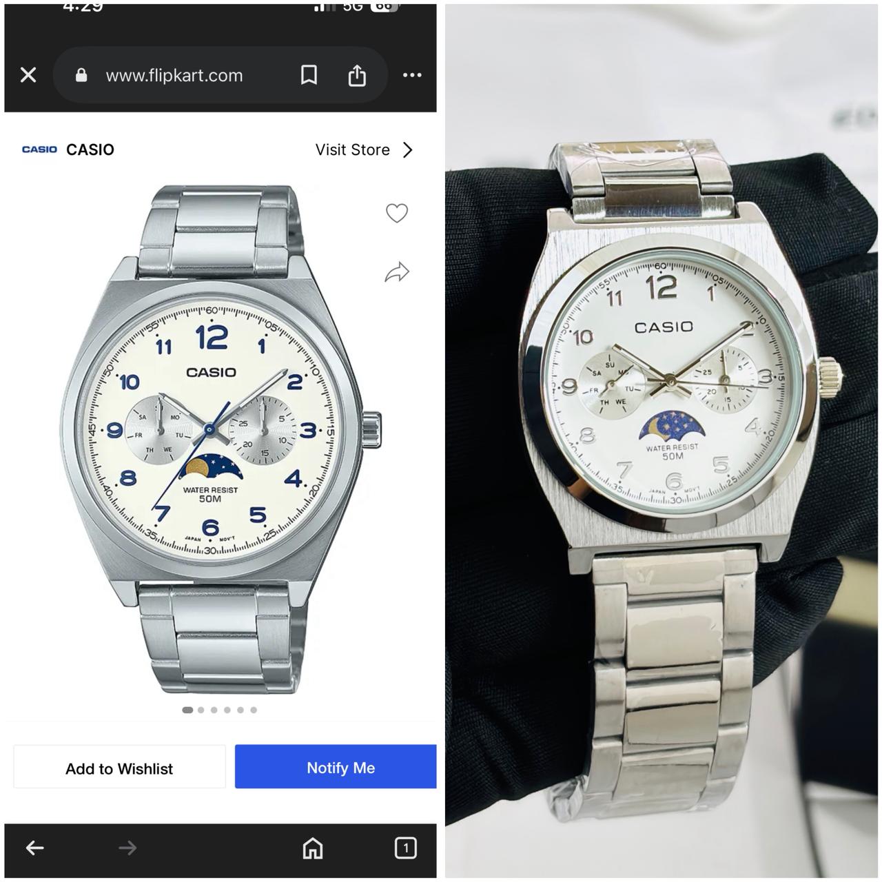 Casio TP-M300D-1AV Silver Belt White Dial