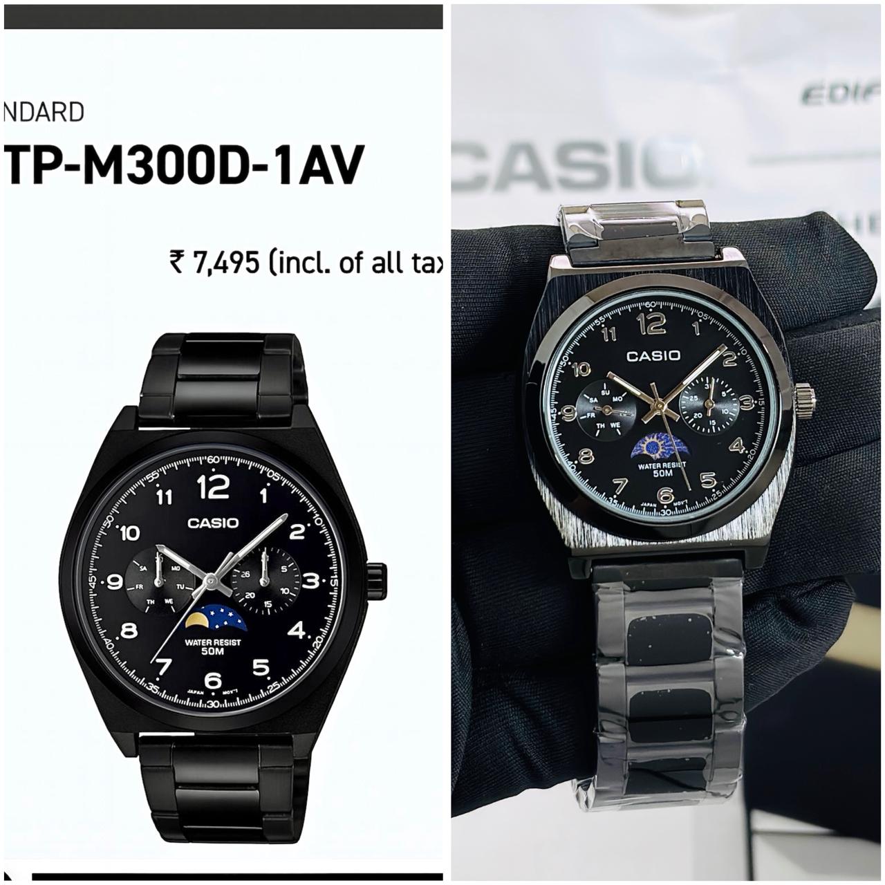 Casio TP-M300D-1AV Black Belt Black Dial