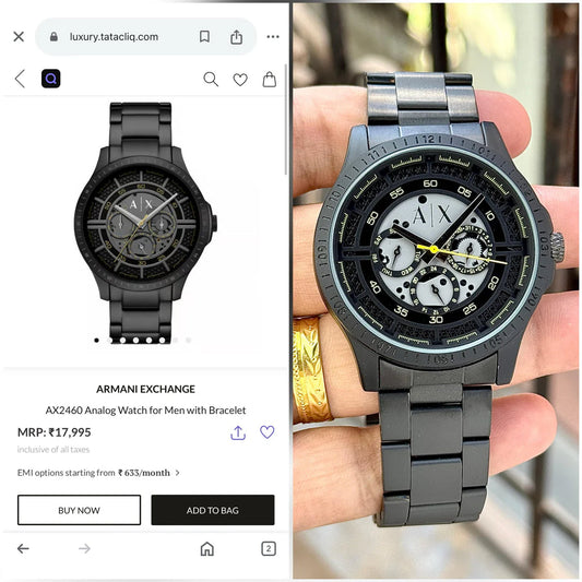 Armani Exchange Stainless Steel black Automatic Metal watch