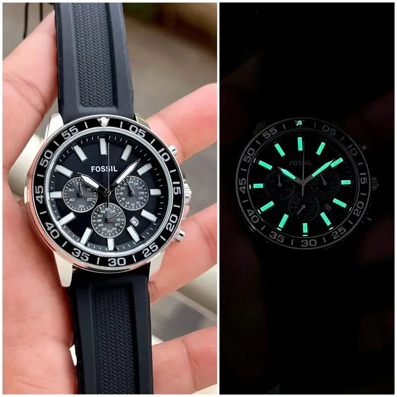 Fossil bannon Men Quartz Black Dail Multi-Function Silicone Watch BQ2494