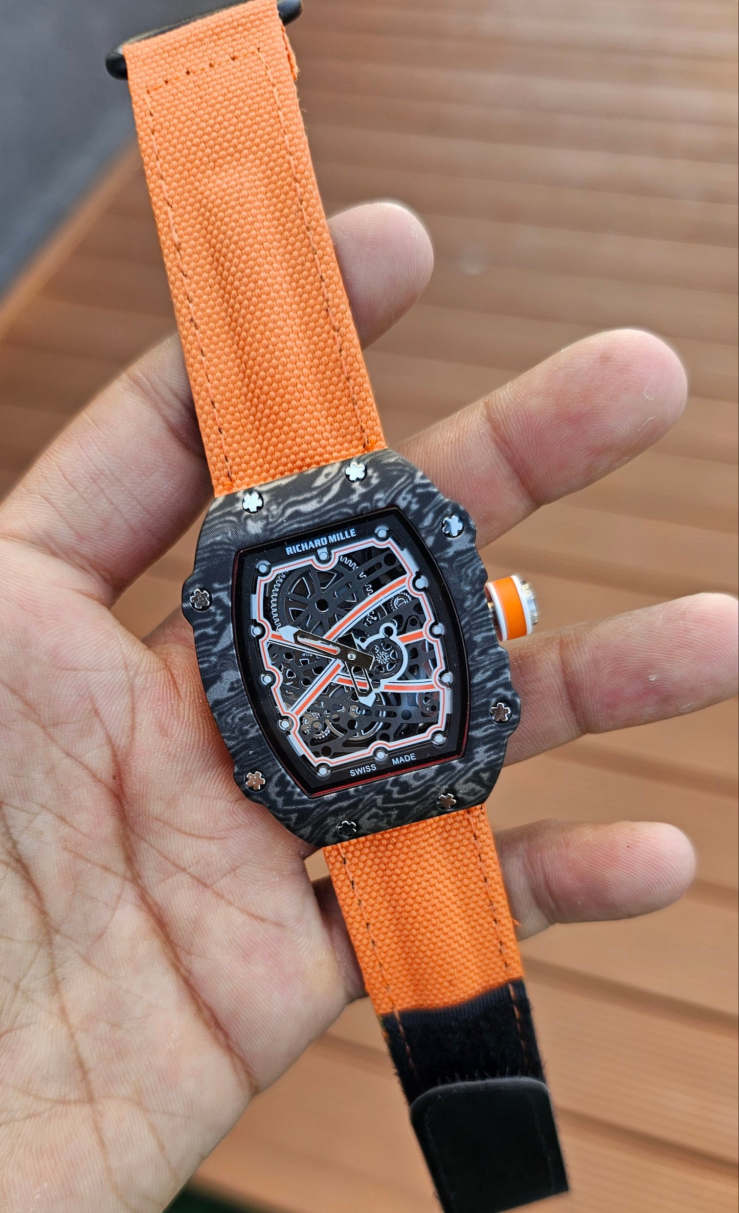 Richard Mille RM 67-02 Black White Dial Orange Strap
