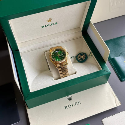 Rolex Day Date Gold With Green Dial Stainless Steel Watch