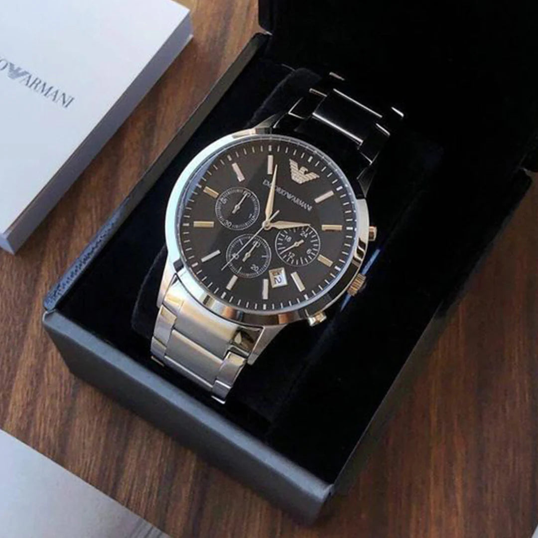 Armani Ar2453 Silver Black Dial