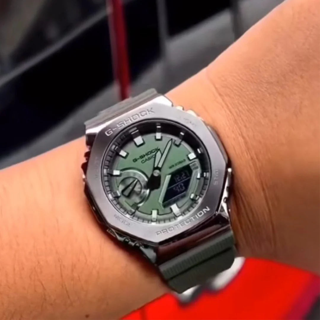 G-SHOCK Gm 2100 Stainless Steel Green Strap Watch