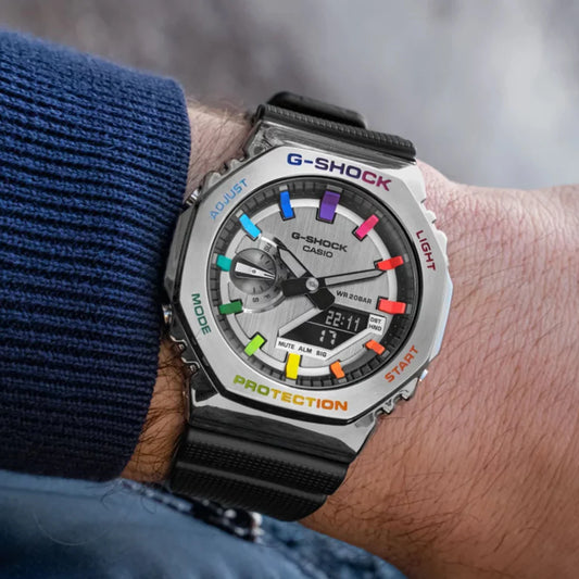 G-SHOCK Gm 2100 Stainless Steel Rainbow Black Strap Watch