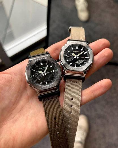 G-SHOCK 2100 D SILVER Dial Brown Strap Watch