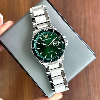Armani Stainless Steel Green Dial Metal watch