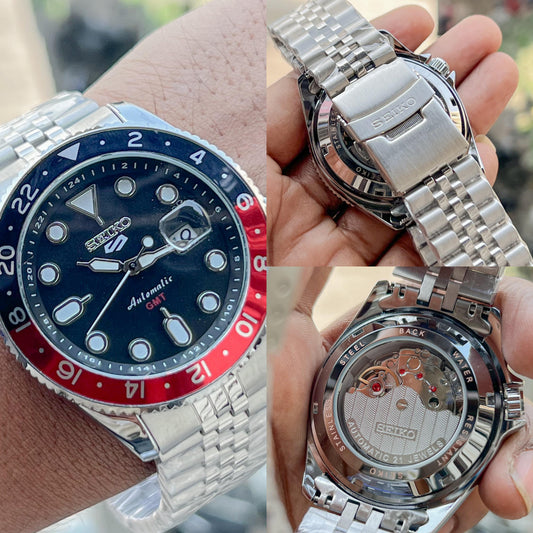 Seiko GMT Red Black Automatic Watch