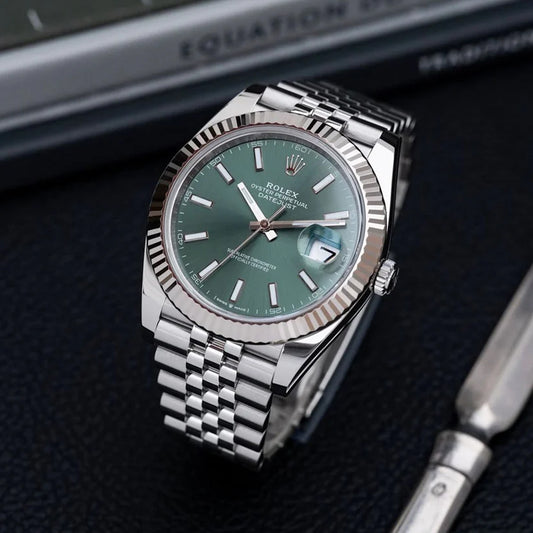 Rolex Datejust Silver Green Metal Watch