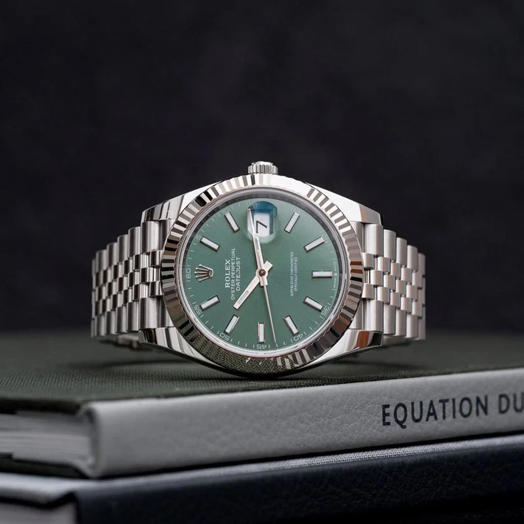 Rolex Datejust Silver Green Metal Watch