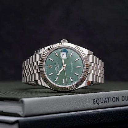 Rolex Datejust Silver Green Metal Watch