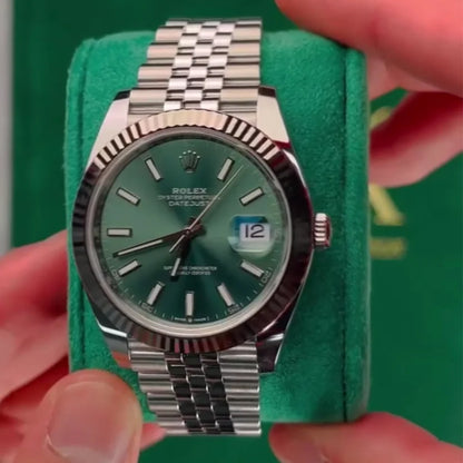 Rolex Datejust Silver Green Metal Watch