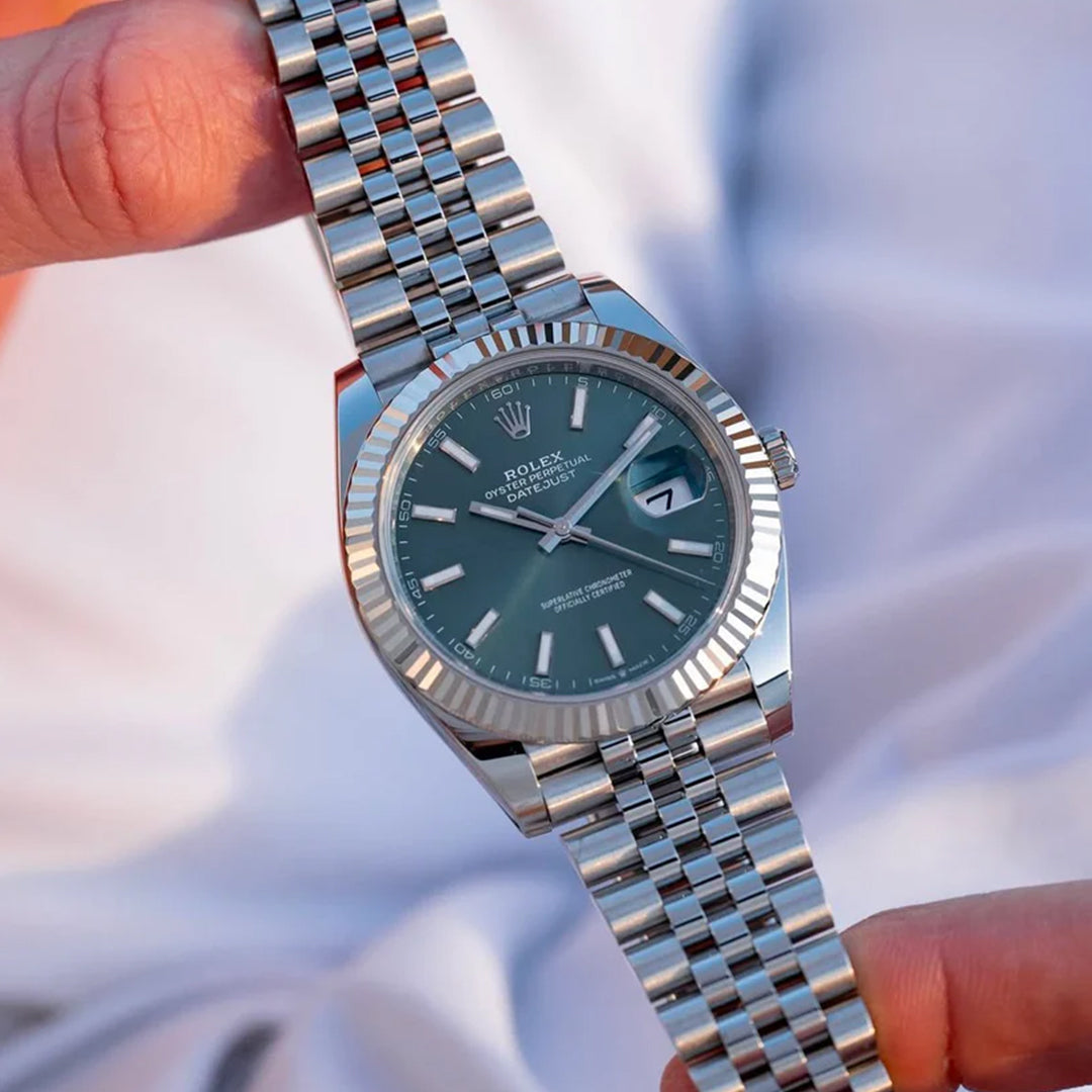 Rolex Datejust Silver Green Metal Watch