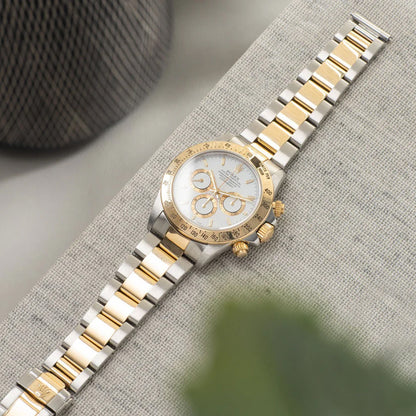 Rolex Daytona Dual Tone White Dial Metal Watch Jasprit Bumra