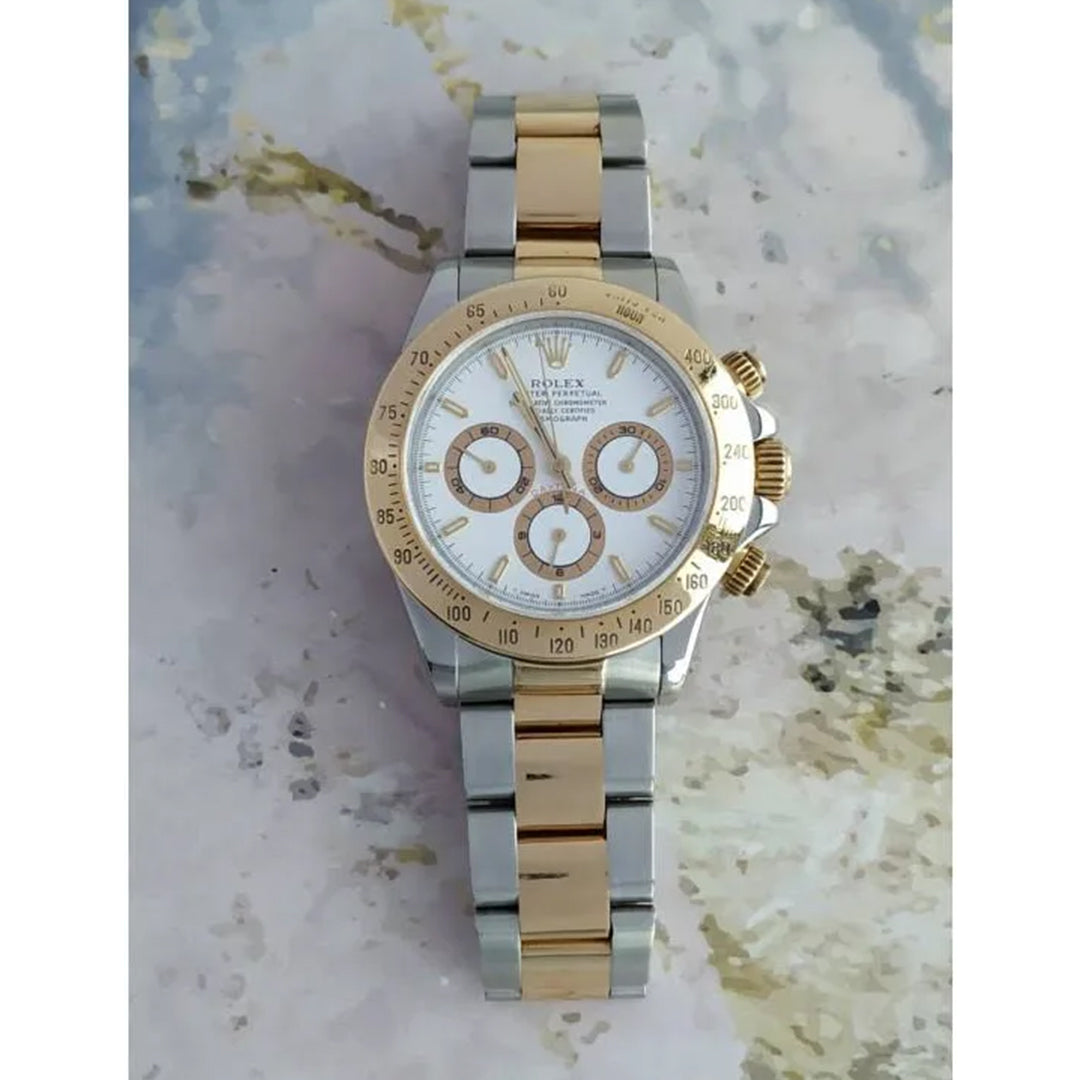 Rolex Daytona Dual Tone White Dial Metal Watch Jasprit Bumra