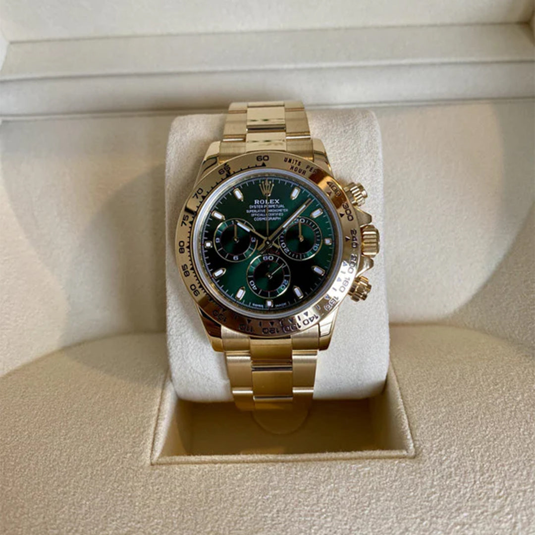 Rolex Daytona Gold Green MS Dhoni Metal Watch