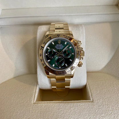 Rolex Daytona Gold Green MS Dhoni Metal Watch