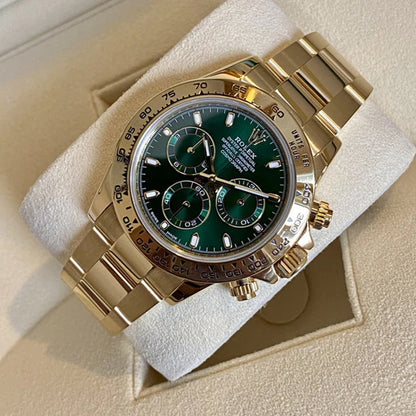 Rolex Daytona Gold Green MS Dhoni Metal Watch
