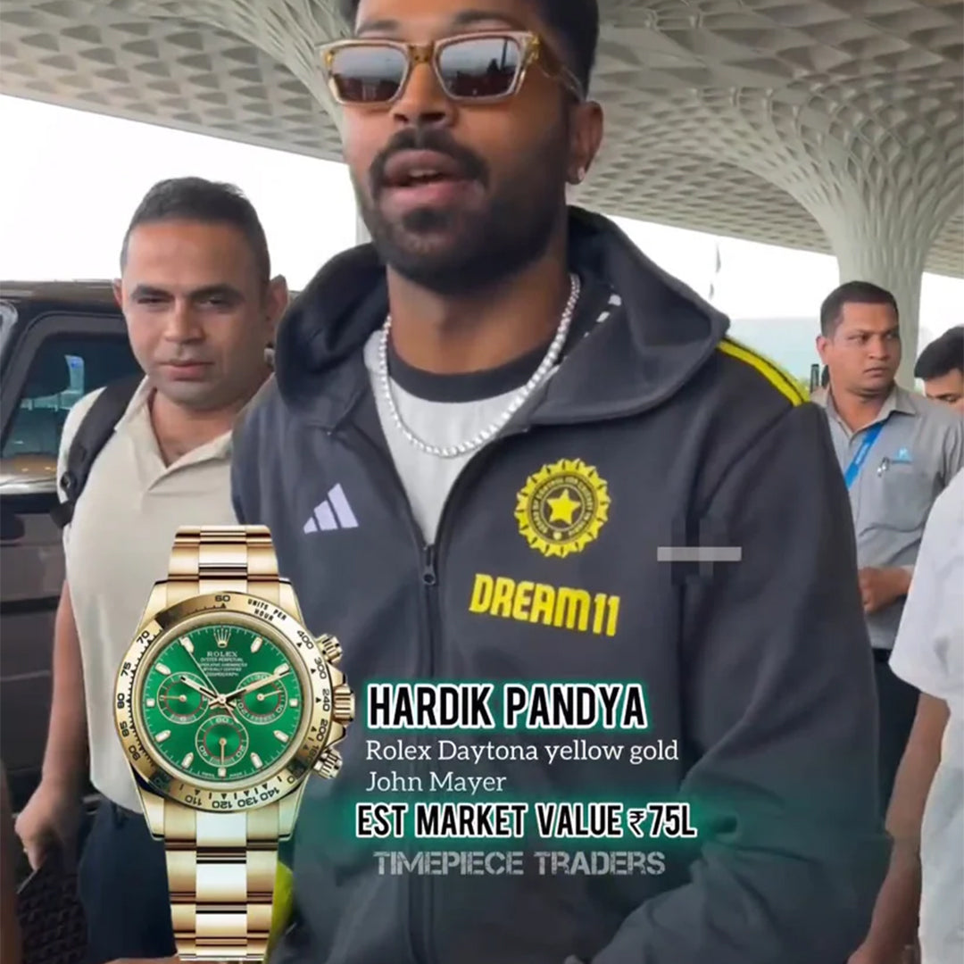 Rolex Daytona Gold Green MS Dhoni Metal Watch