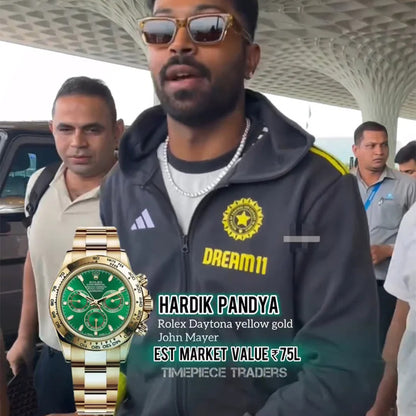 Rolex Daytona Gold Green MS Dhoni Metal Watch