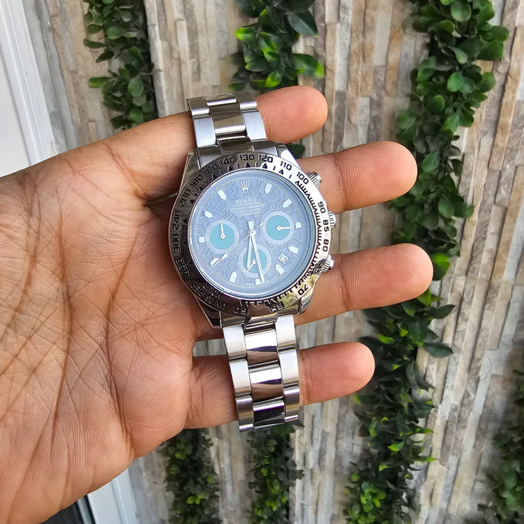 Rolex Daytona Silver Engraved Watch