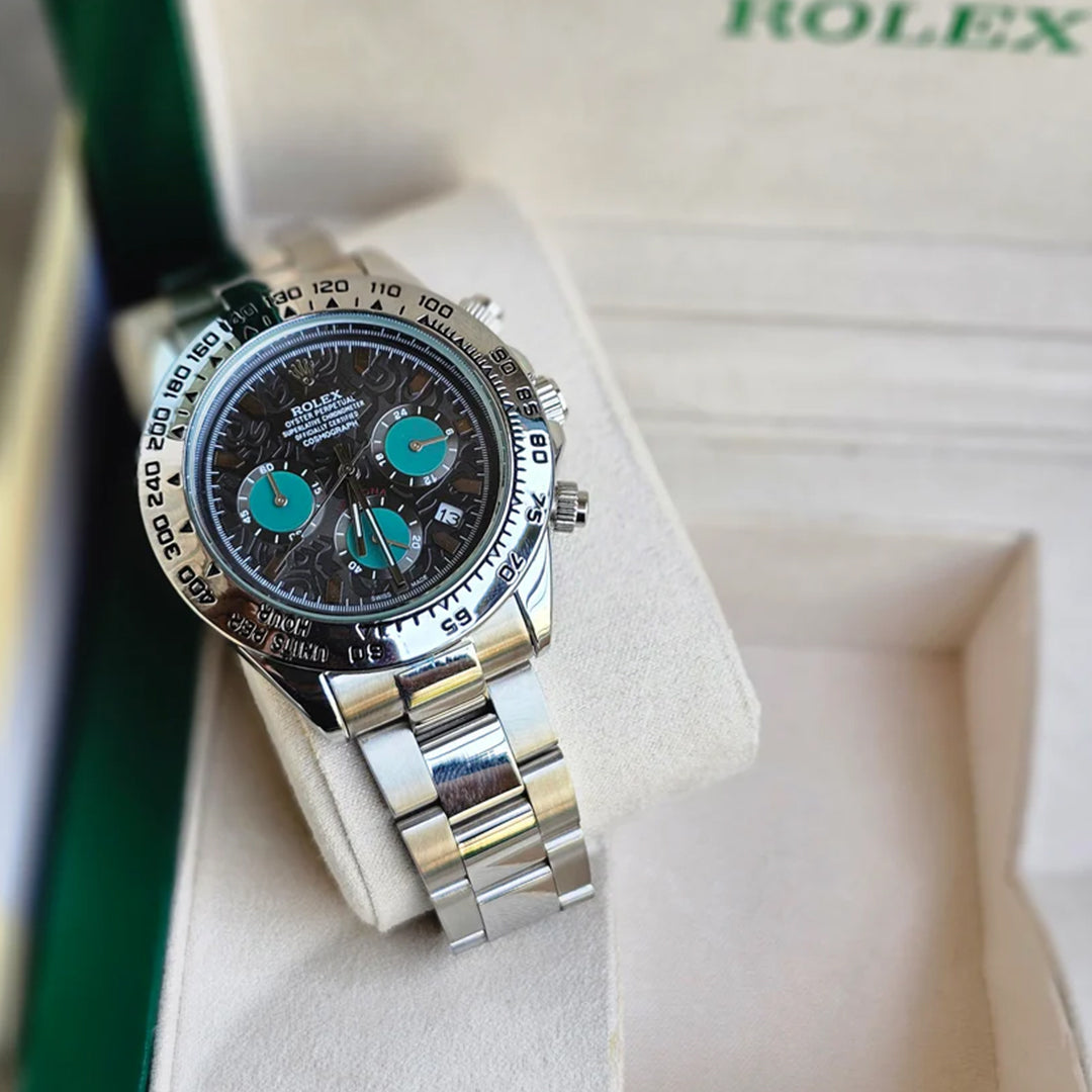 Rolex Daytona Silver Engraved Watch