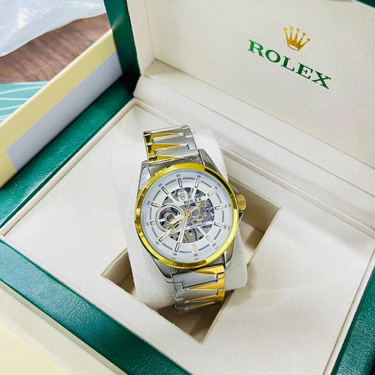 Rolex Dualtone Automatic Open Back Metal Watch