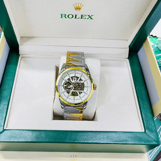 Rolex Dualtone Automatic Open Back Metal Watch