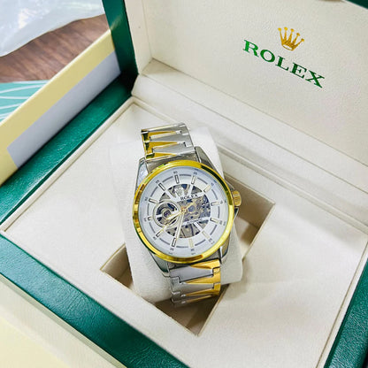 Rolex Dualtone Automatic Open Back Metal Watch