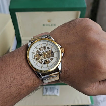 Rolex Dualtone Automatic Open Back Metal Watch