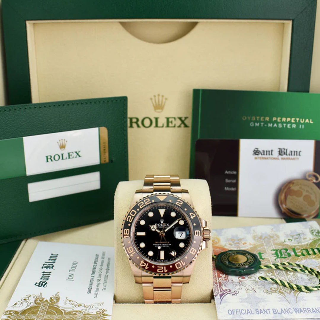 Rolex GMT Master Rosegold Gold Black Metal Virat Watch