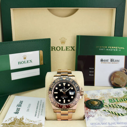 Rolex GMT Master Rosegold Gold Black Metal Virat Watch