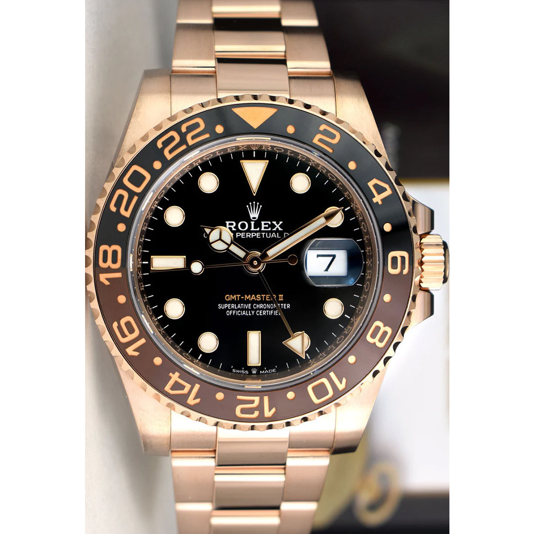 Rolex GMT Master Rosegold Gold Black Metal Virat Watch