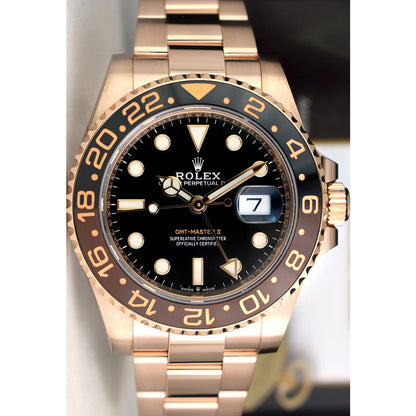 Rolex GMT Master Rosegold Gold Black Metal Virat Watch