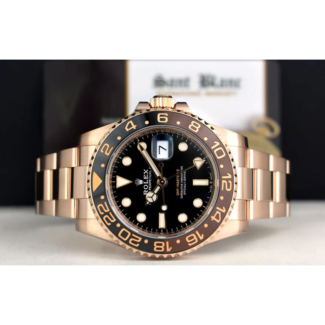Rolex GMT Master Rosegold Gold Black Metal Virat Watch