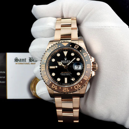 Rolex GMT Master Rosegold Gold Black Metal Virat Watch