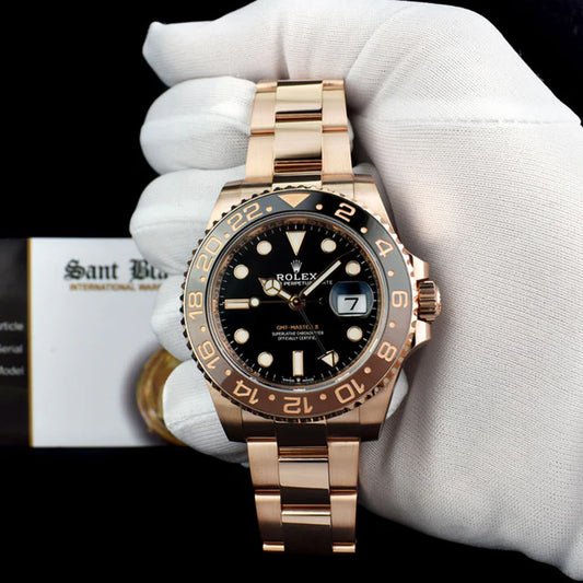 Rolex GMT Master Rosegold Gold Black Metal Virat Watch