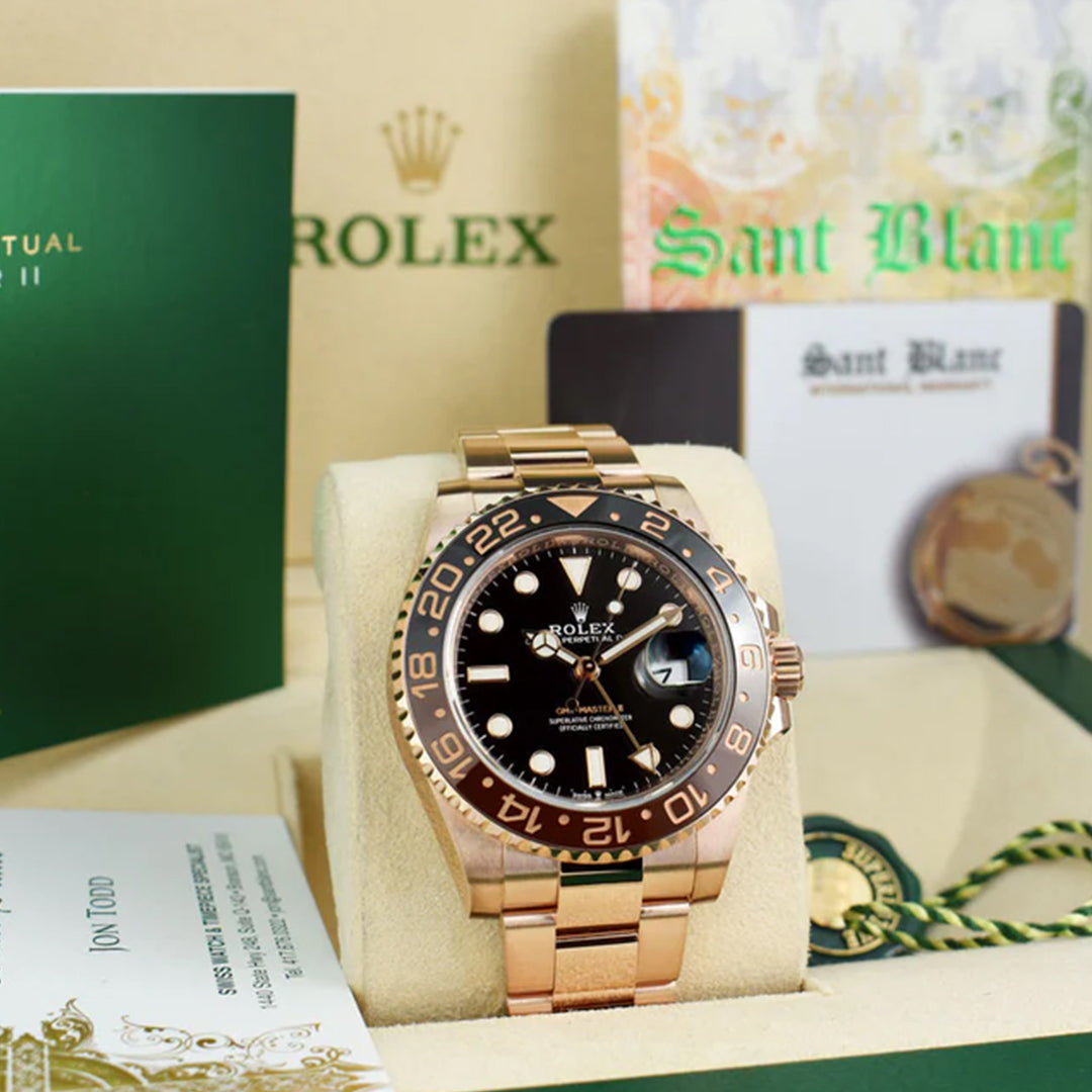 Rolex GMT Master Rosegold Gold Black Metal Virat Watch