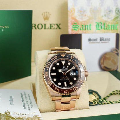Rolex GMT Master Rosegold Gold Black Metal Virat Watch