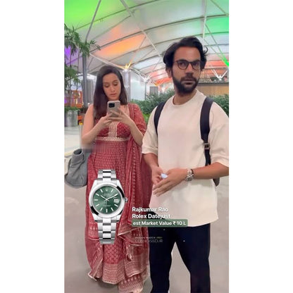 Rolex Green Dial Silver Metal Belt Watch Rajkumar Rao