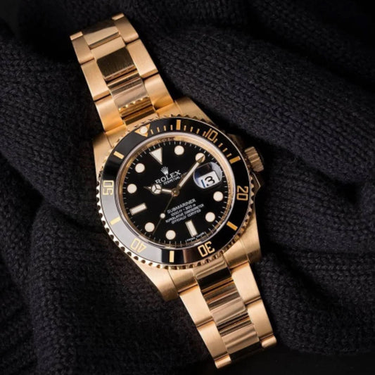 Rolex Submariner Gold Black Dial Stainless Steel Watch