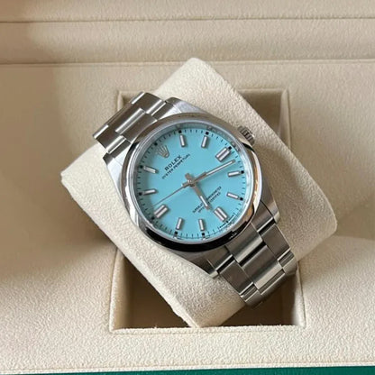 Rolex Tiffany Blue Dial Silver Metal Belt Watch M S Dhoni