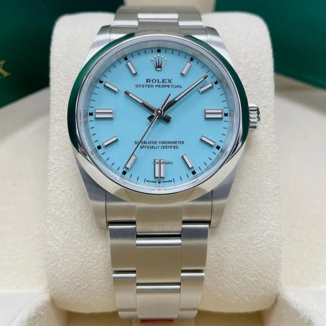 Rolex Tiffany Blue Dial Silver Metal Belt Watch M S Dhoni