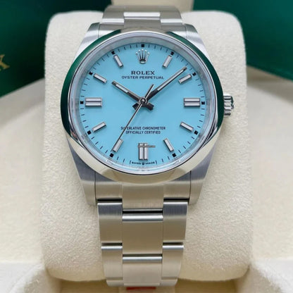 Rolex Tiffany Blue Dial Silver Metal Belt Watch M S Dhoni